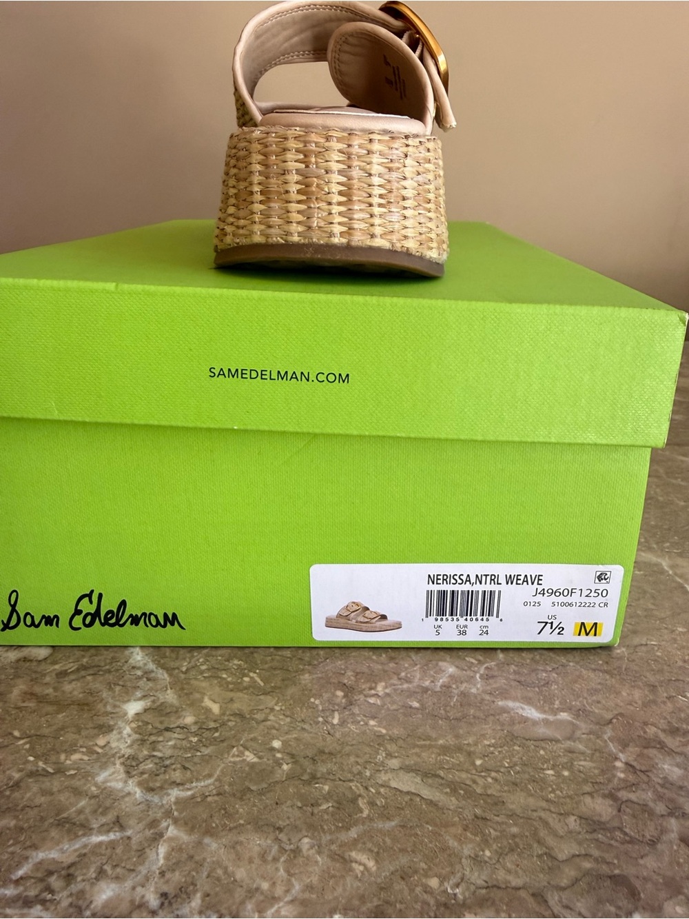 Sam Edelman Natural Beige Woven Double Buckle Slide Sandals - Picture 4 of 4